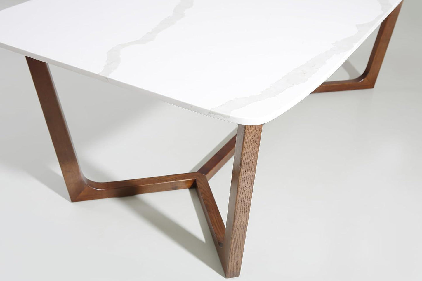 Adelaide Calacatta Quartz Dining Table Walnut Base