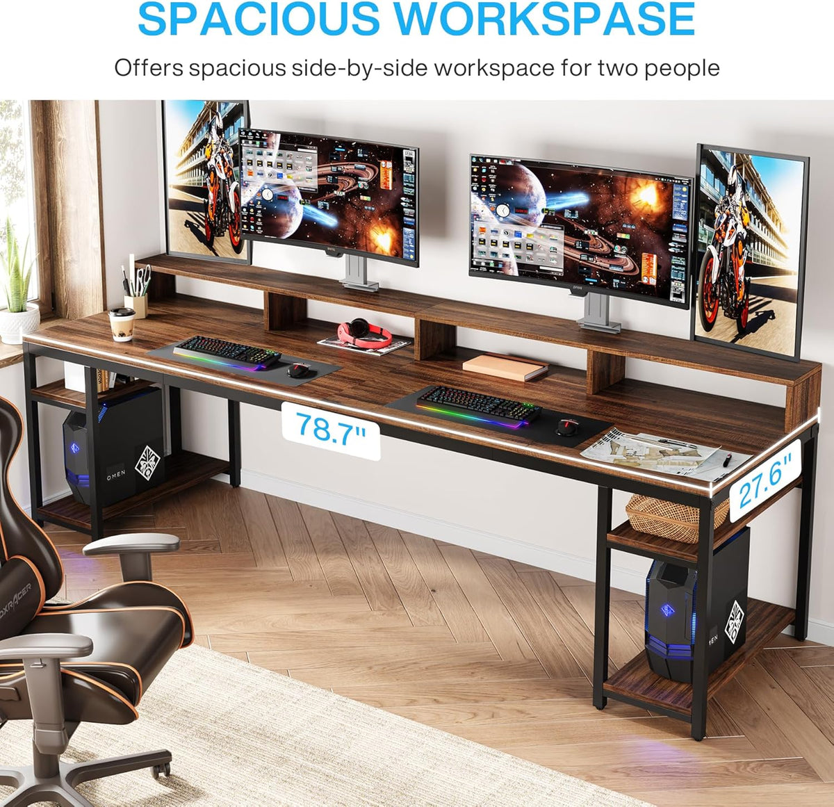78" Two-Person Desk with X-Legs
