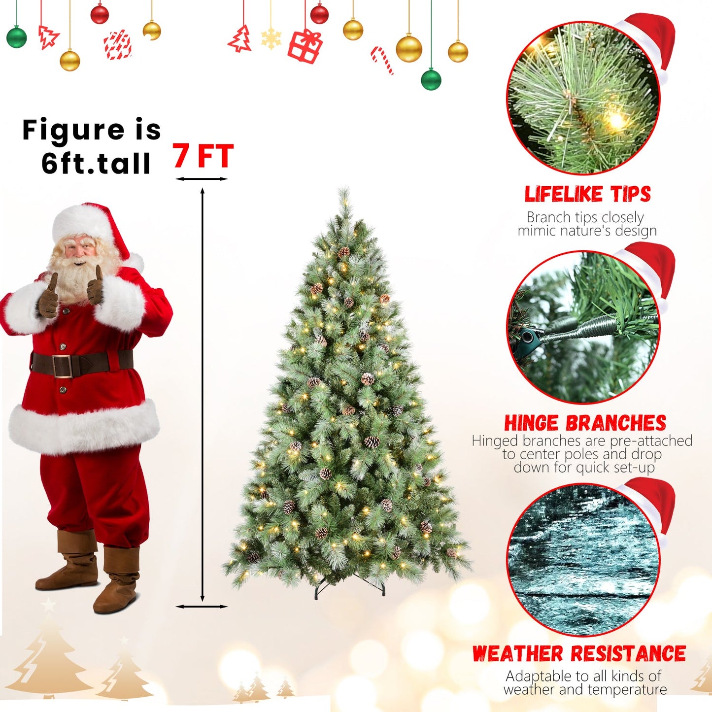 6FT Christmas Tree with 300 Warm White Lights