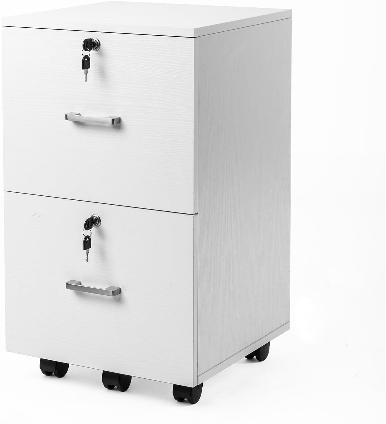 2 Drawer Locking File Cabinet For Letter Size Folders With Tabs, Mobile Under Desk