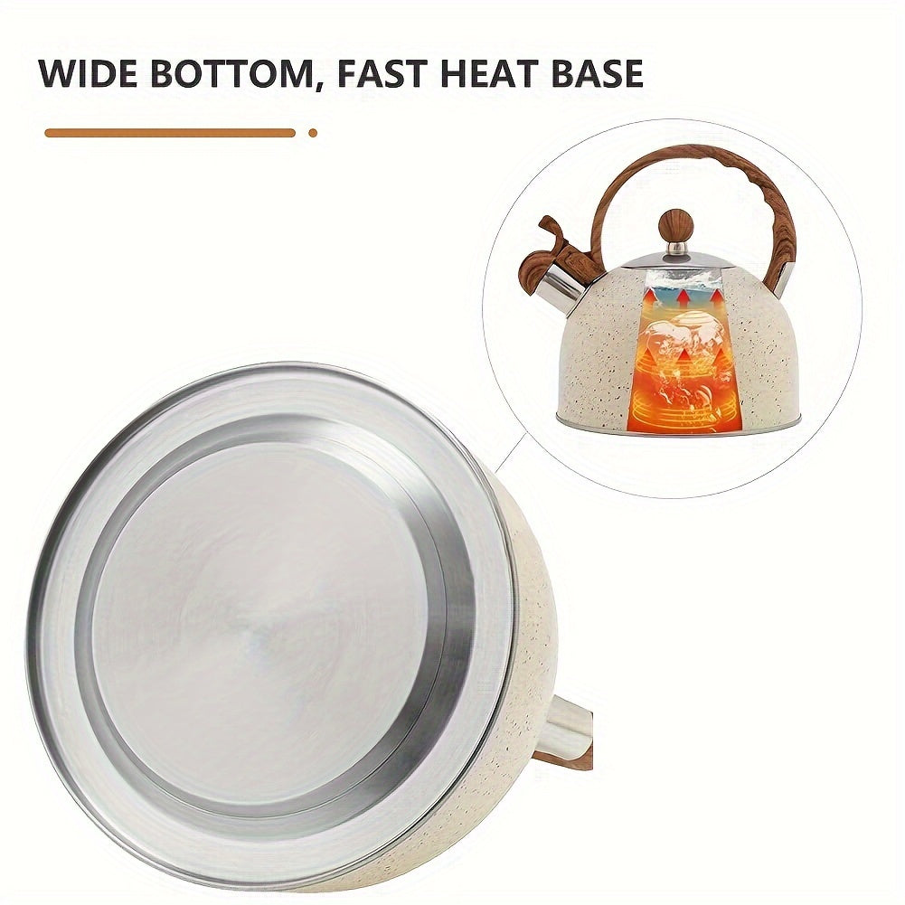 2.5L Stainless Steel Whistling Tea Kettle with Natural Stone Finish