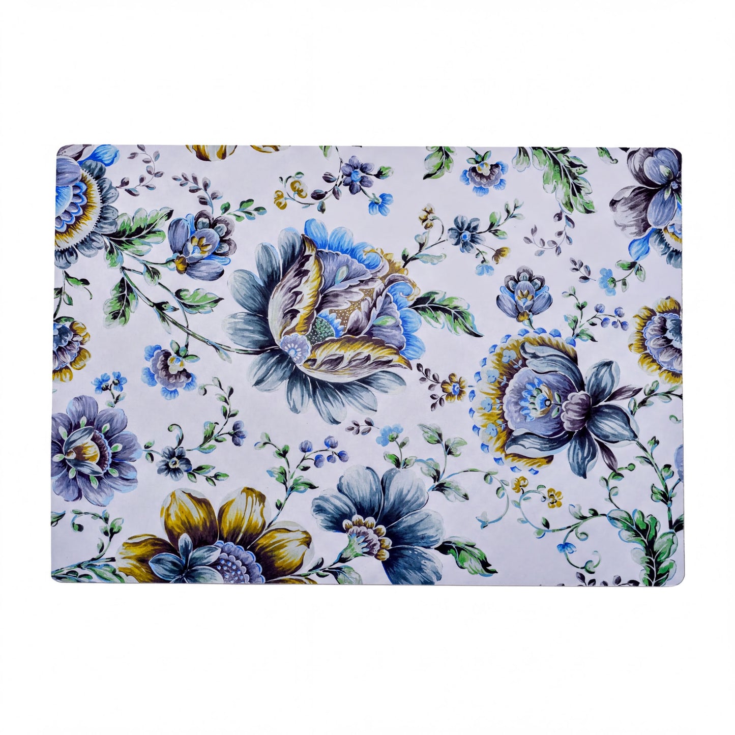 Floral Cork Placemats - Cork Backed, Heat Resistant 12 x 17 Inch Mats for Indoor Outdoor