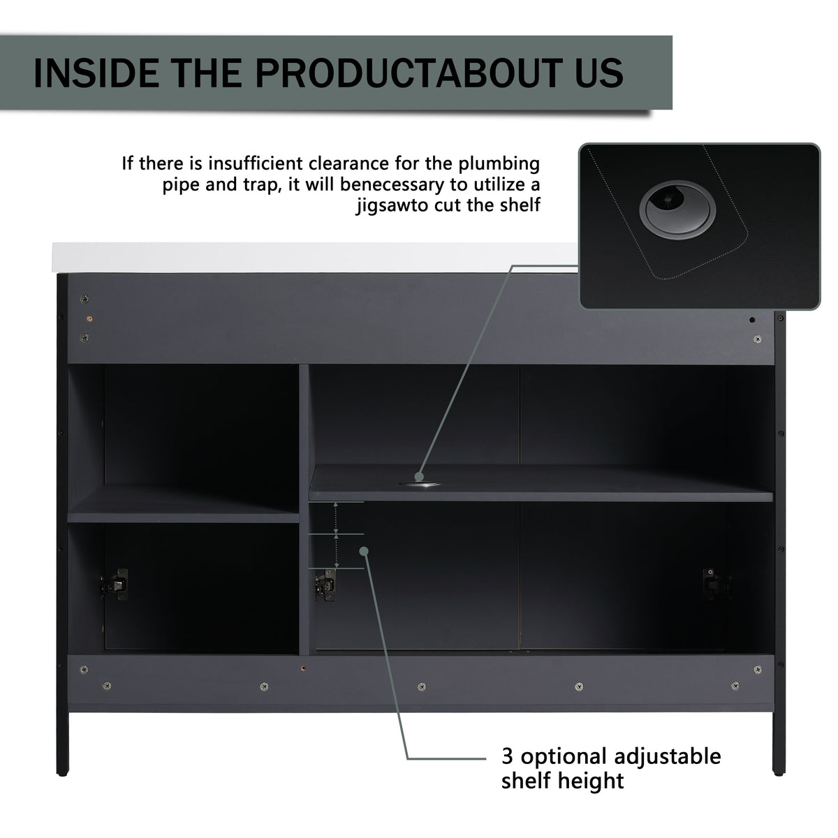 48" Freestanding Bathroom Vanity with Resin Sink