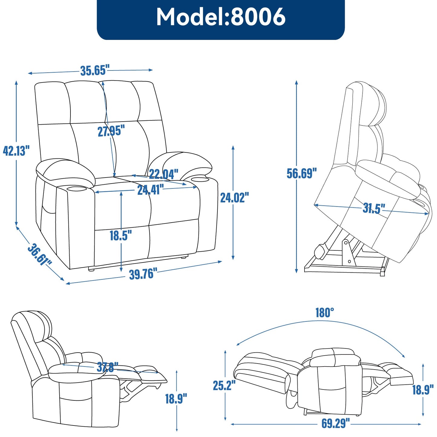 Beige Dual Motor Infinite Position Up to 350 LBS Chenille Power Lift Recliner Chair, Heavy Duty Motion Mechanism with 8-Point Vibration Massage and Lumbar Heating, Dual Cup Holders