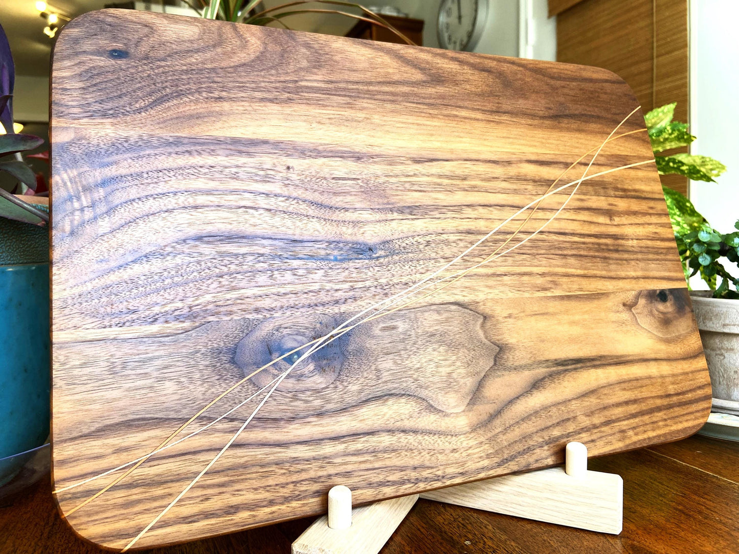 Walnut Charcuterie Board - Cherry & Maple Decorative Banding