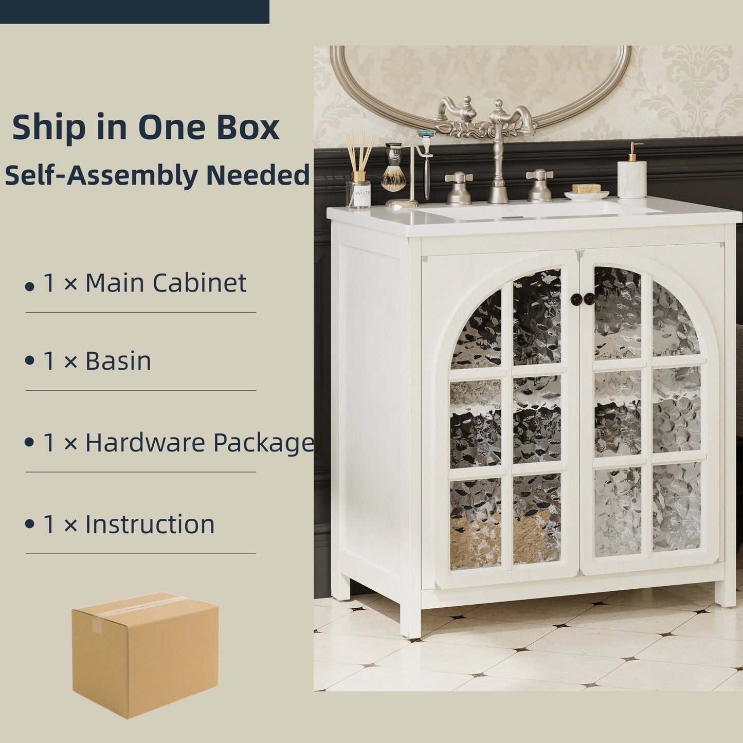 30 Inches Bathroom Vanity with Ceramic Sink