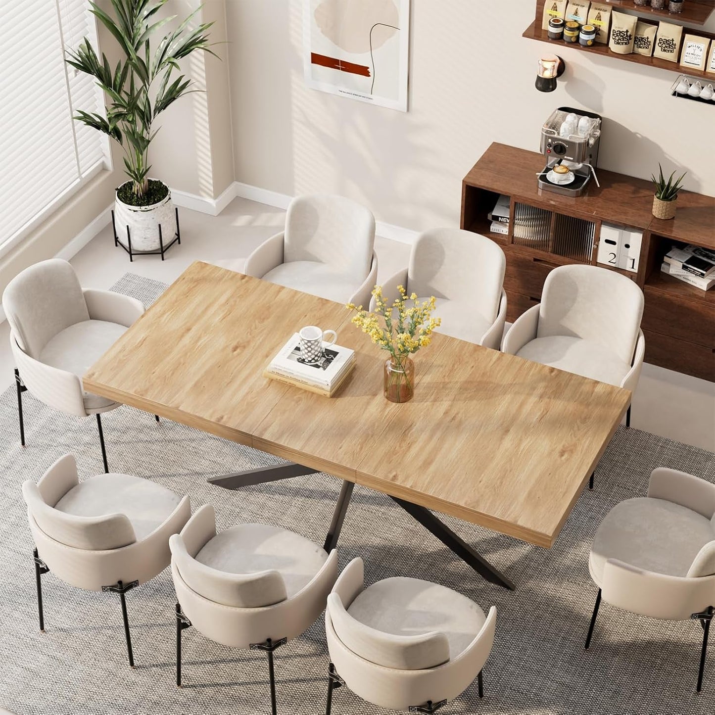 Extendable Wood Dining Table 55 To 70 With Removable Leaves