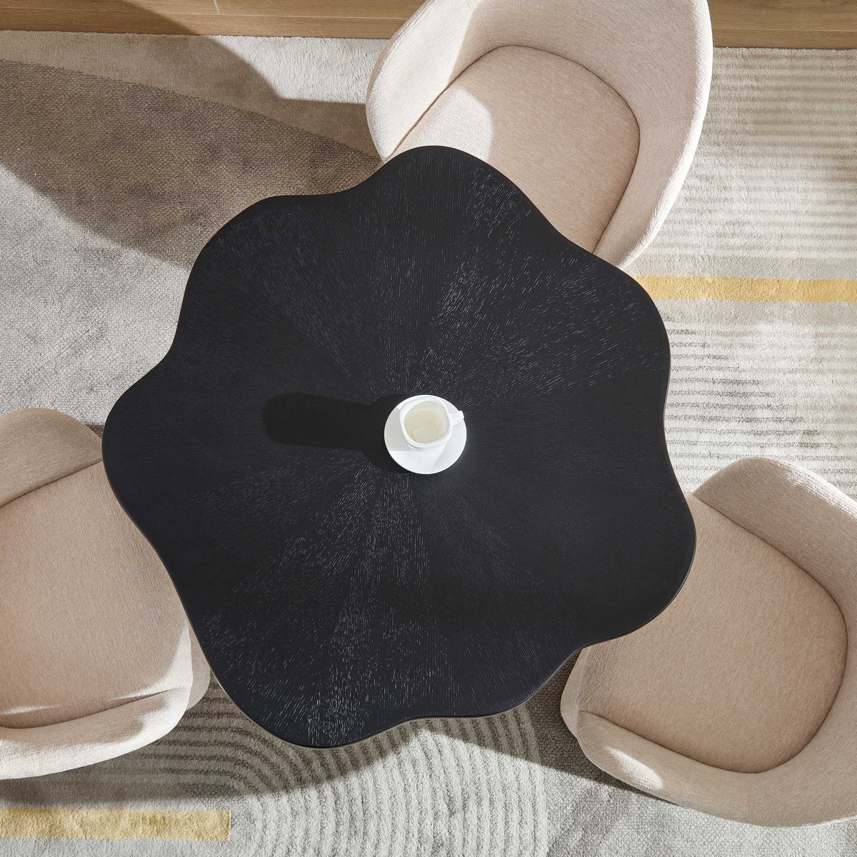 37" Black Sculptural Petal Dining Table