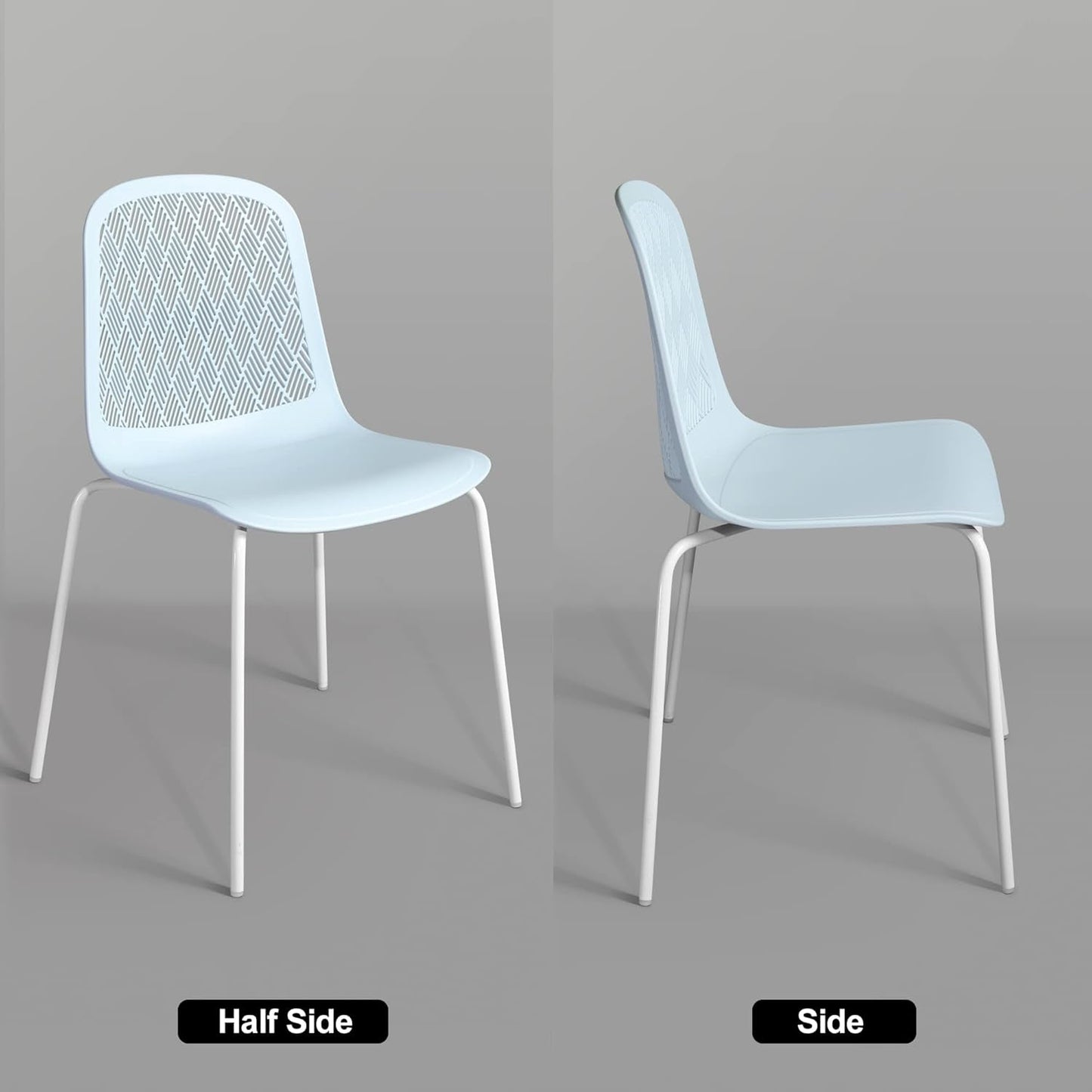 Armless Modern Chairs With Metal Legs Set Of 4 For Dining