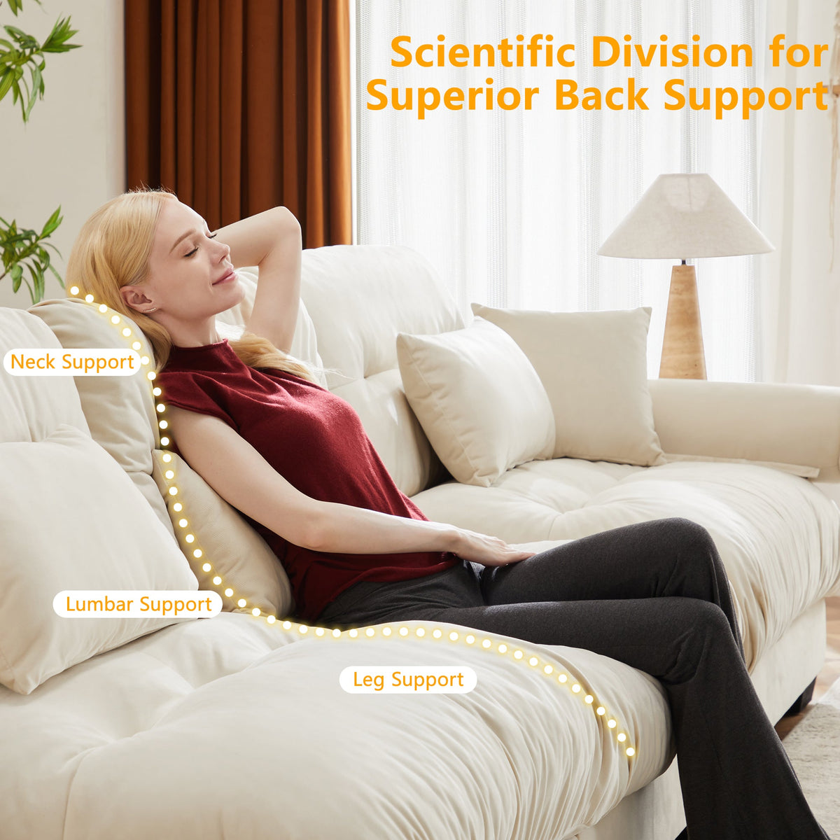 Over Size Modern Two-seater Sofa with Ottoman