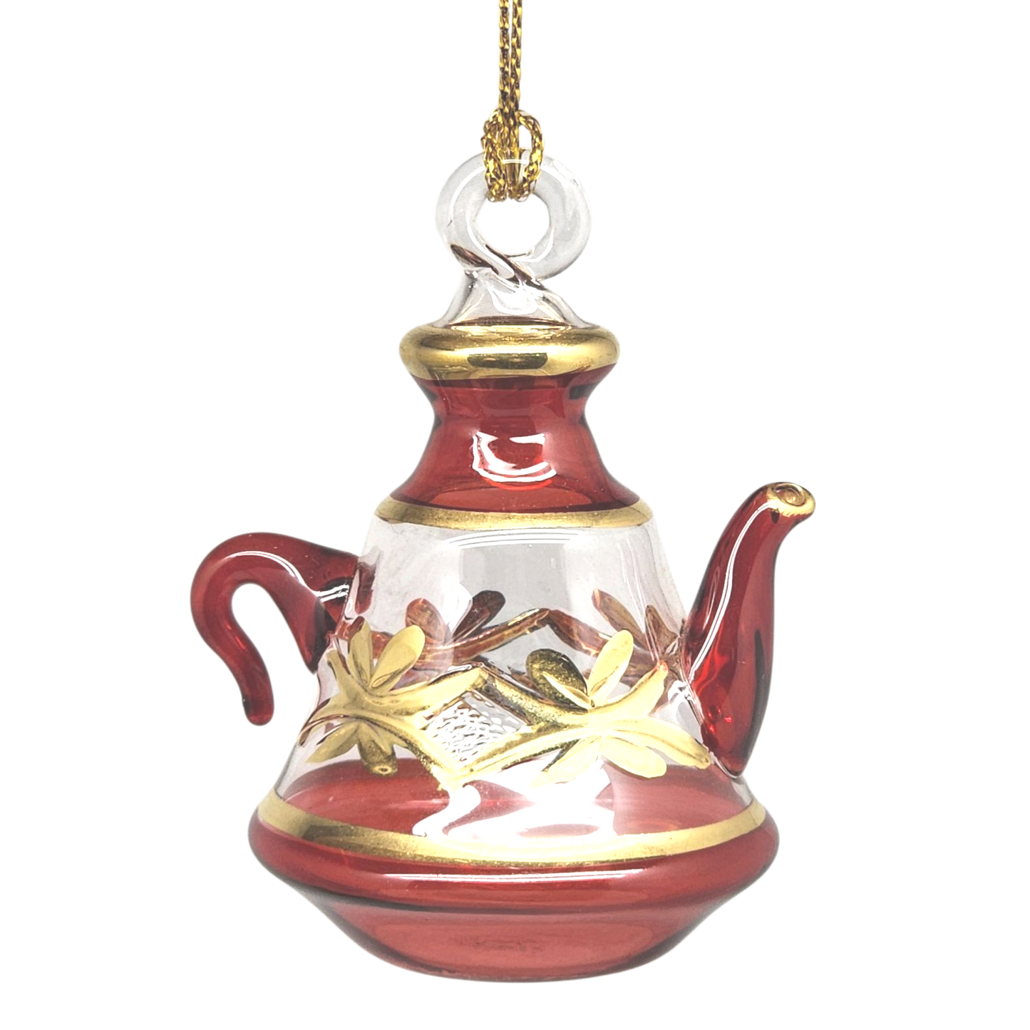 Egyptian Glass Teapot Ornaments - Christmas Red