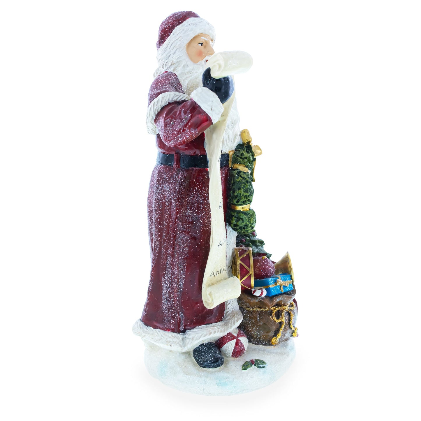 Santa Reading the Christmas Gifts List Figurine 11.5 Inches