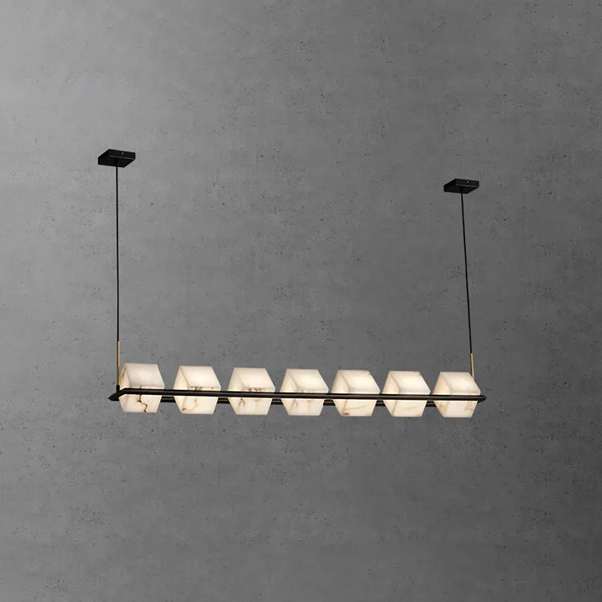 Alabaster Box Cube Linear Chandelier
