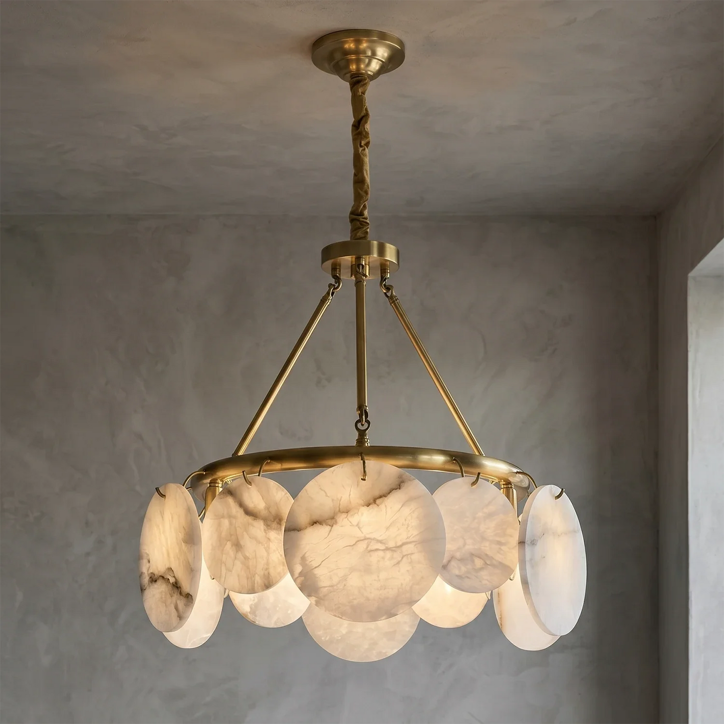 Alba Natural Alabaster Disc Chandelier