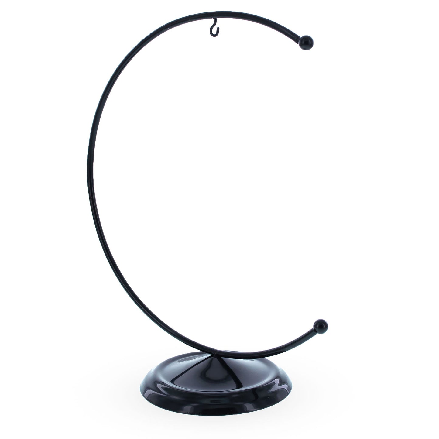 Crescent Moon Black Painted Metal Ornament Display Stand 8.8 Inches (Poland)