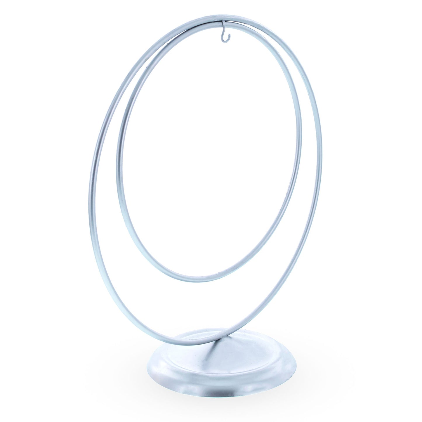 Contemporary Double Circle Silver Metal Ornament Display Stand 8.2 Inches (Poland)