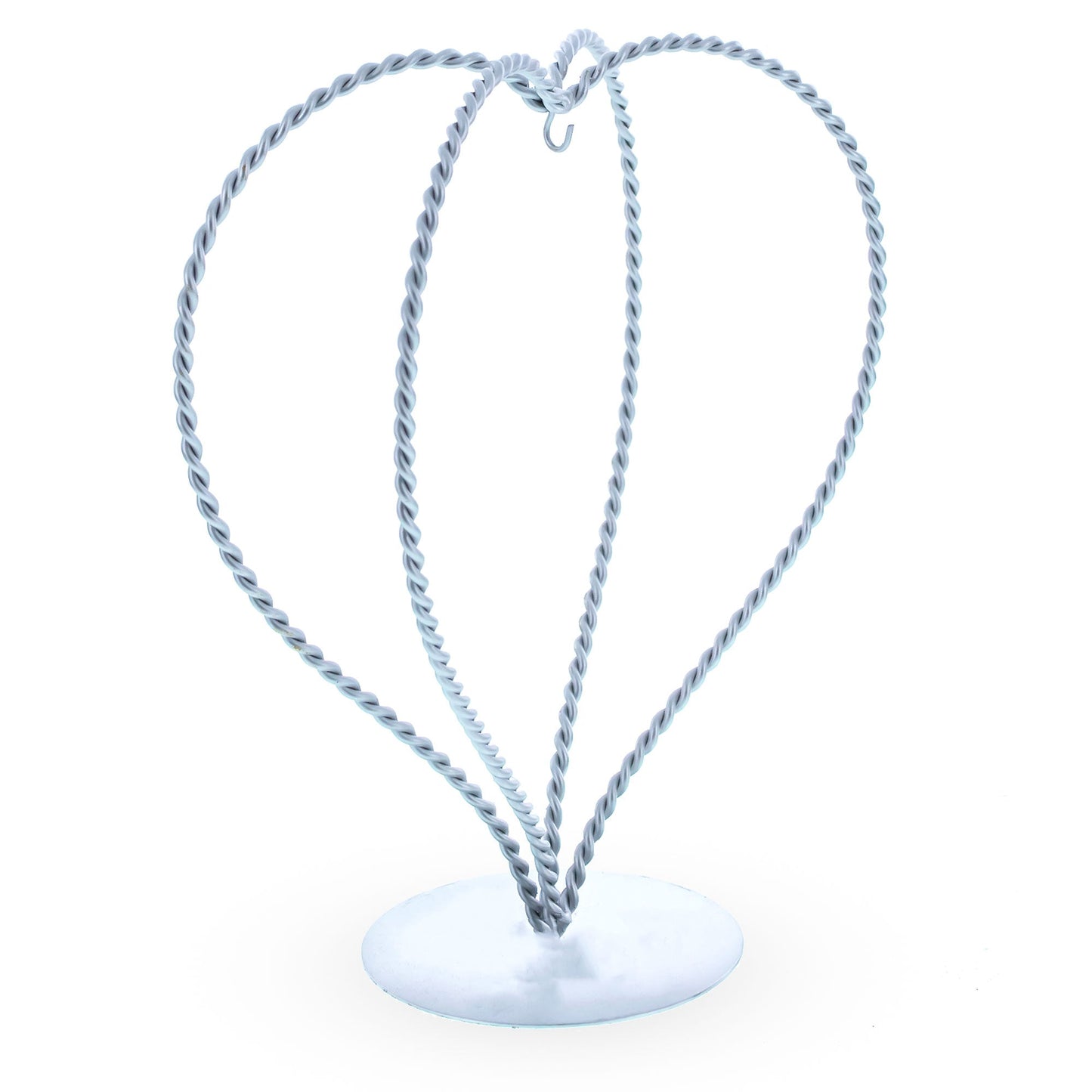 Double Wire Heart Twisted Silver Metal Ornament Display Stand 7.8 Inches (Poland)