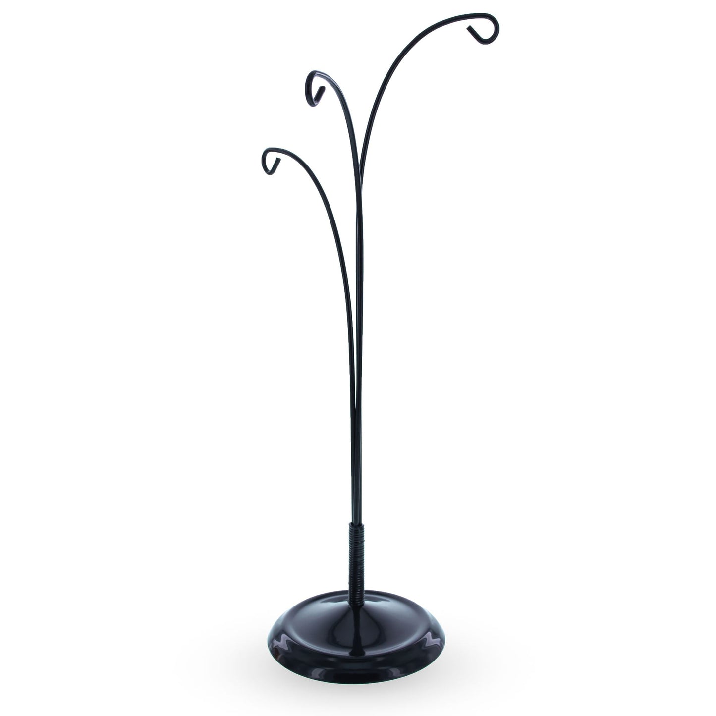 3-Arm Botanical Style Black Painted Metal Ornament Display Stand 12 Inches (Poland)