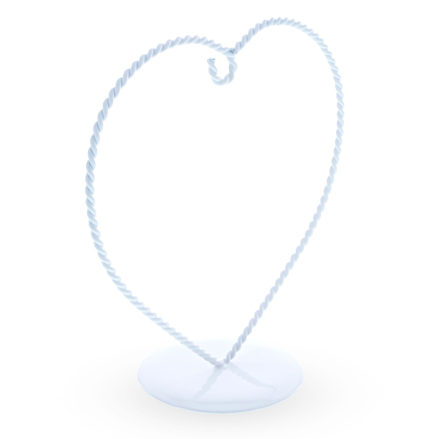Heart-Shaped Twisted White Painted Metal Ornament Display Stand 6.2 Inches (Poland)