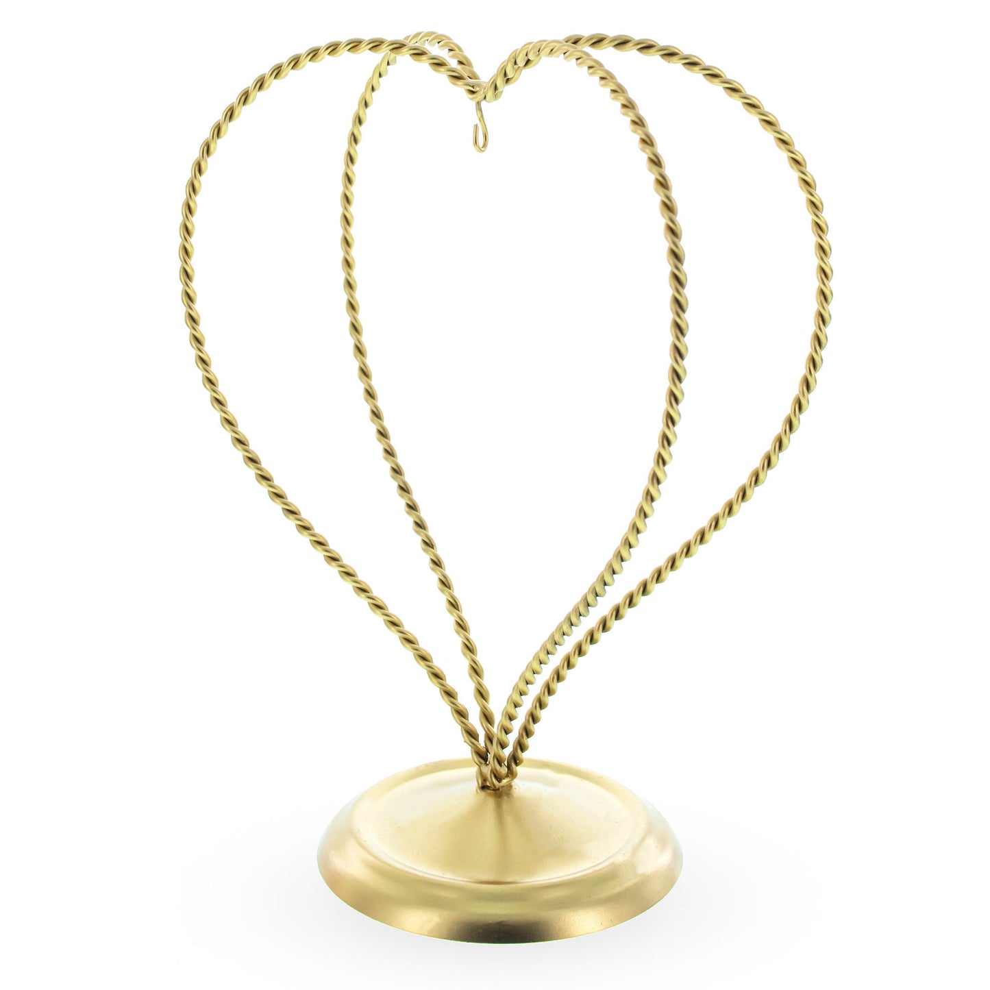 Double Wire Heart Twisted Gold Metal Ornament Display Stand 7.8 Inches (Poland)
