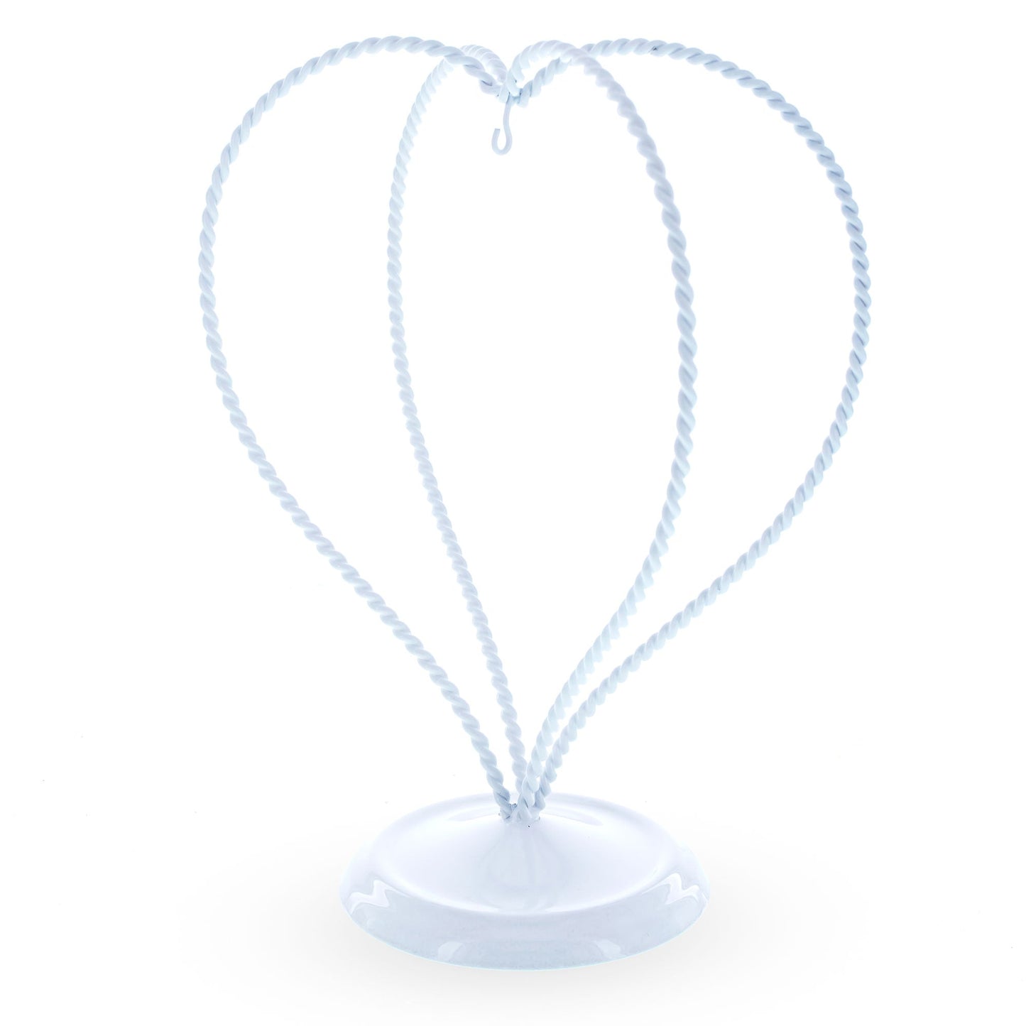 Double Wire Heart Twisted White Paint Metal Ornament Display Stand 7.8 Inches (Poland)