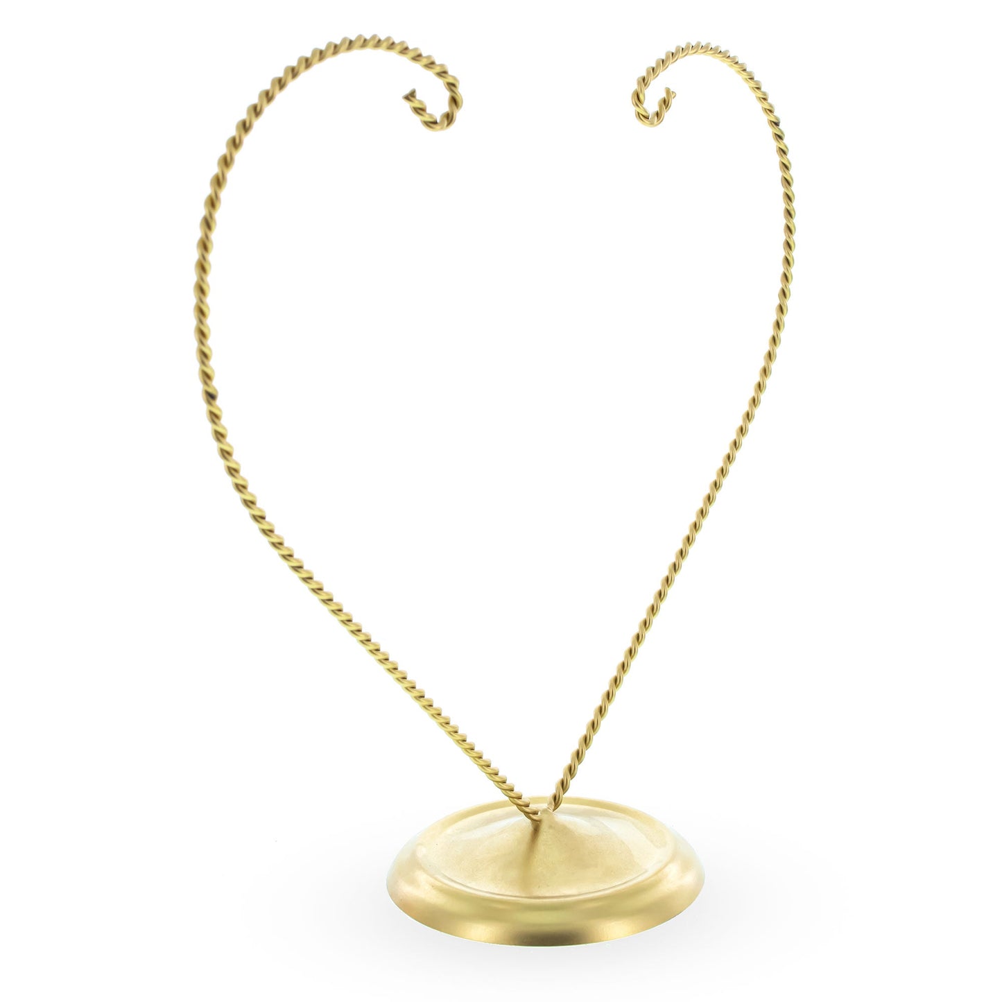 Open-Top Heart Twisted Gold Metal Ornament Display Stand 9 Inches (Poland)