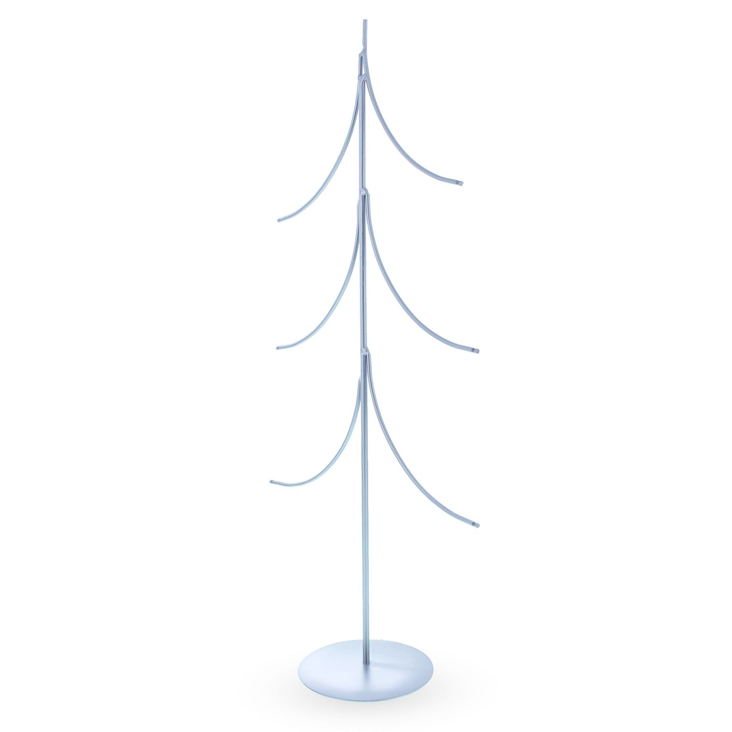 6-Arm Tiered Tree Silver Metal Ornament Display Stand 14 Inches (Poland)