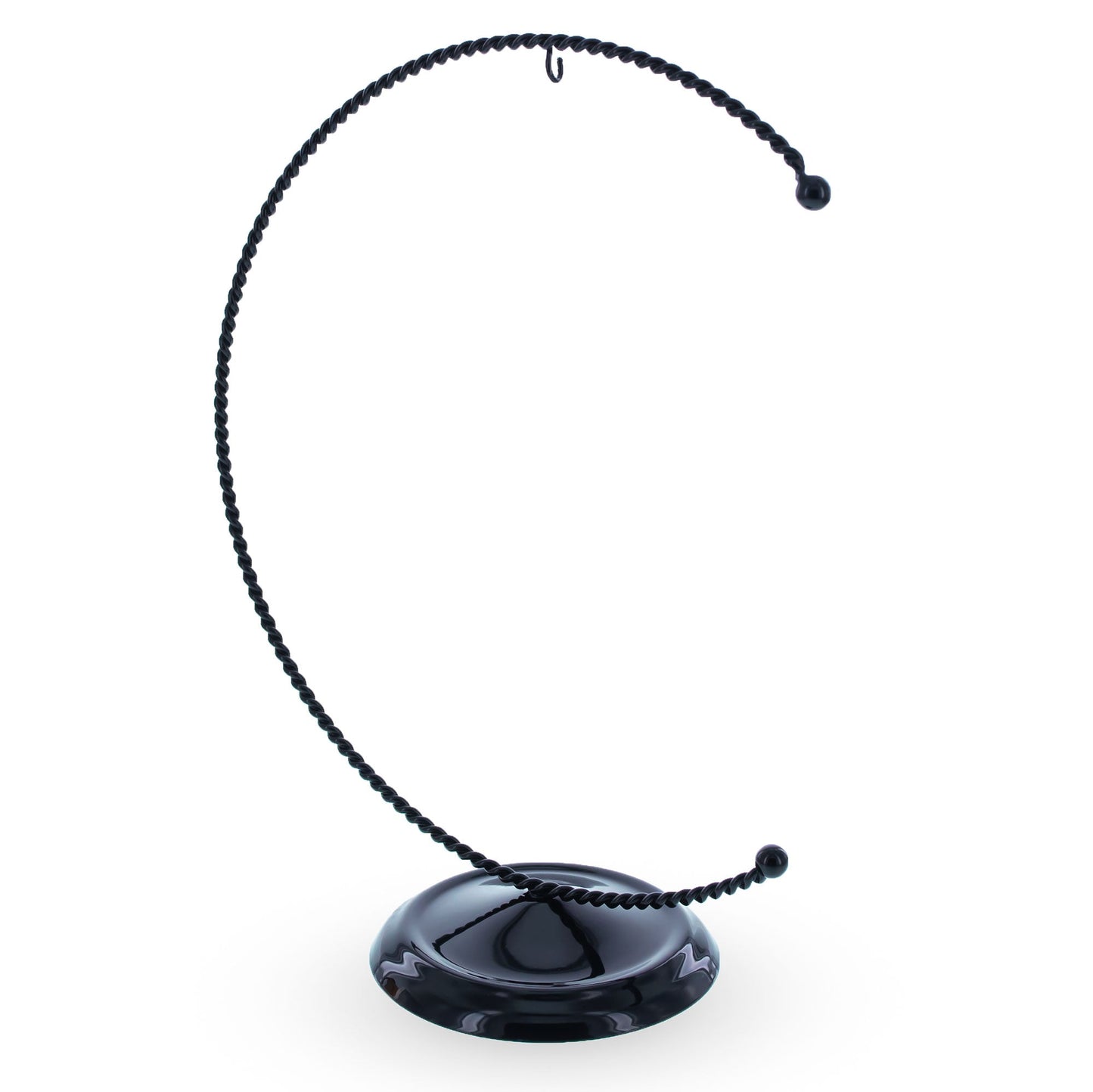 Crescent Moon Twisted Black Painted Metal Ornament Display Stand 9 Inches (Poland)