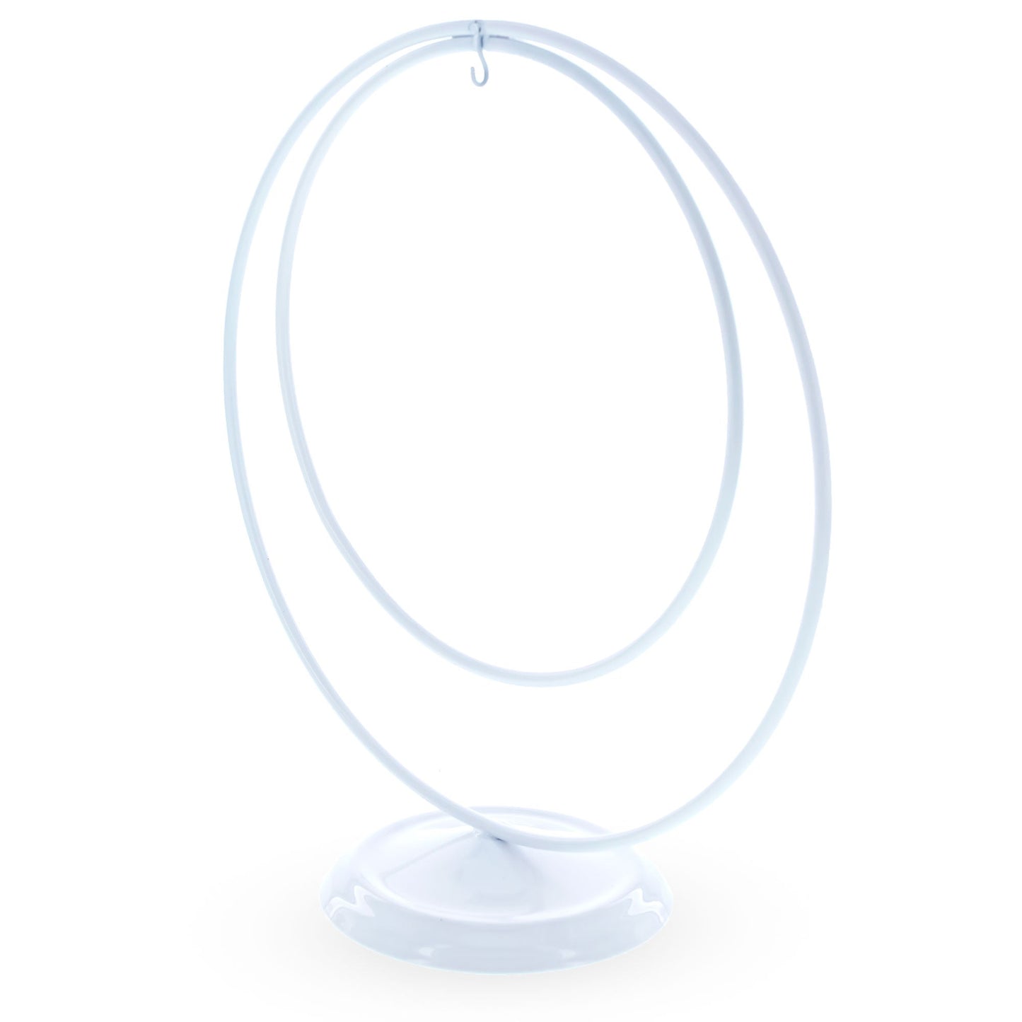 Contemporary Double Circle White Painted Metal Ornament Display Stand 8.2 Inches (Poland)