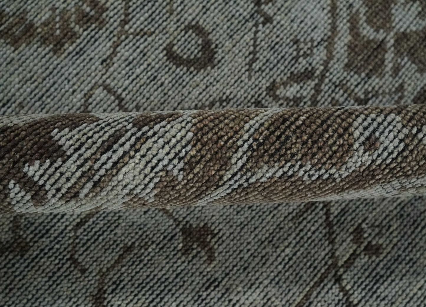 Antique Design Traditional Heriz Medallion Silver, Charcoal and Brown Hand Knotted 8x10 wool area Rug