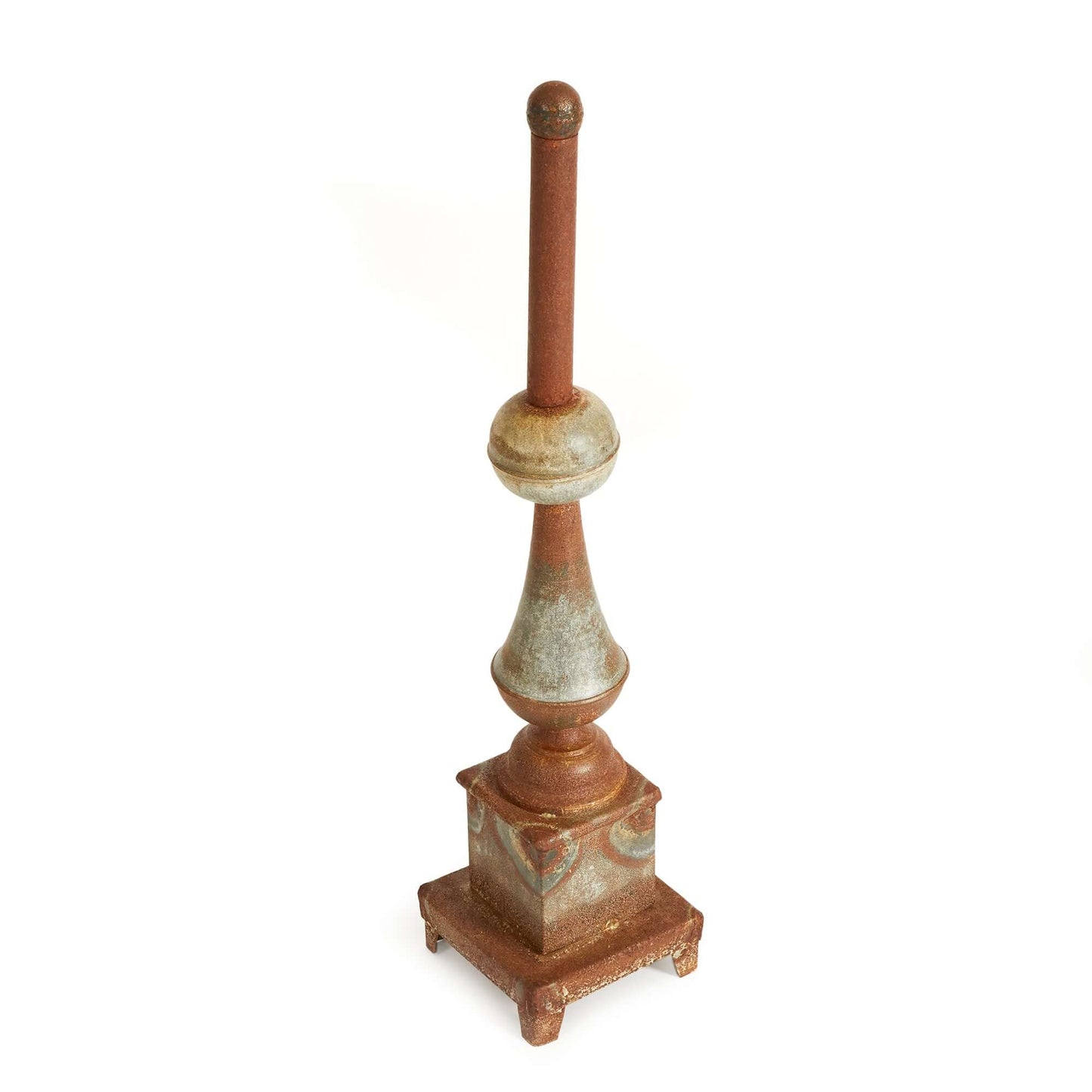 Antique-Style Rusted Metal Finial Decor