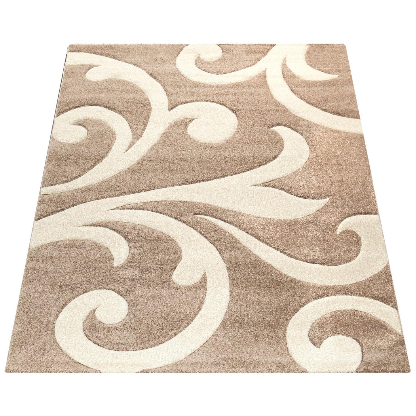 Area Rug Lafleur Modern Floral Pattern with Contour Cut - Beige