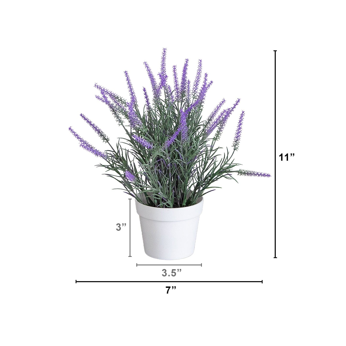 11” Artificial Lavender Plant in White Pot - Set of 3