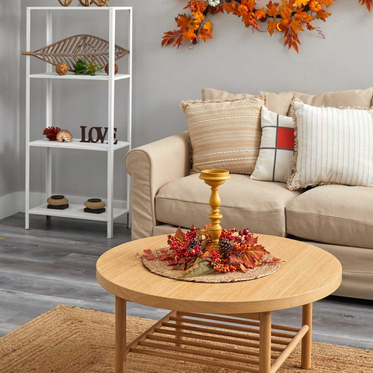 15” Harvest Fall Artificial Candelabrum Arrangement