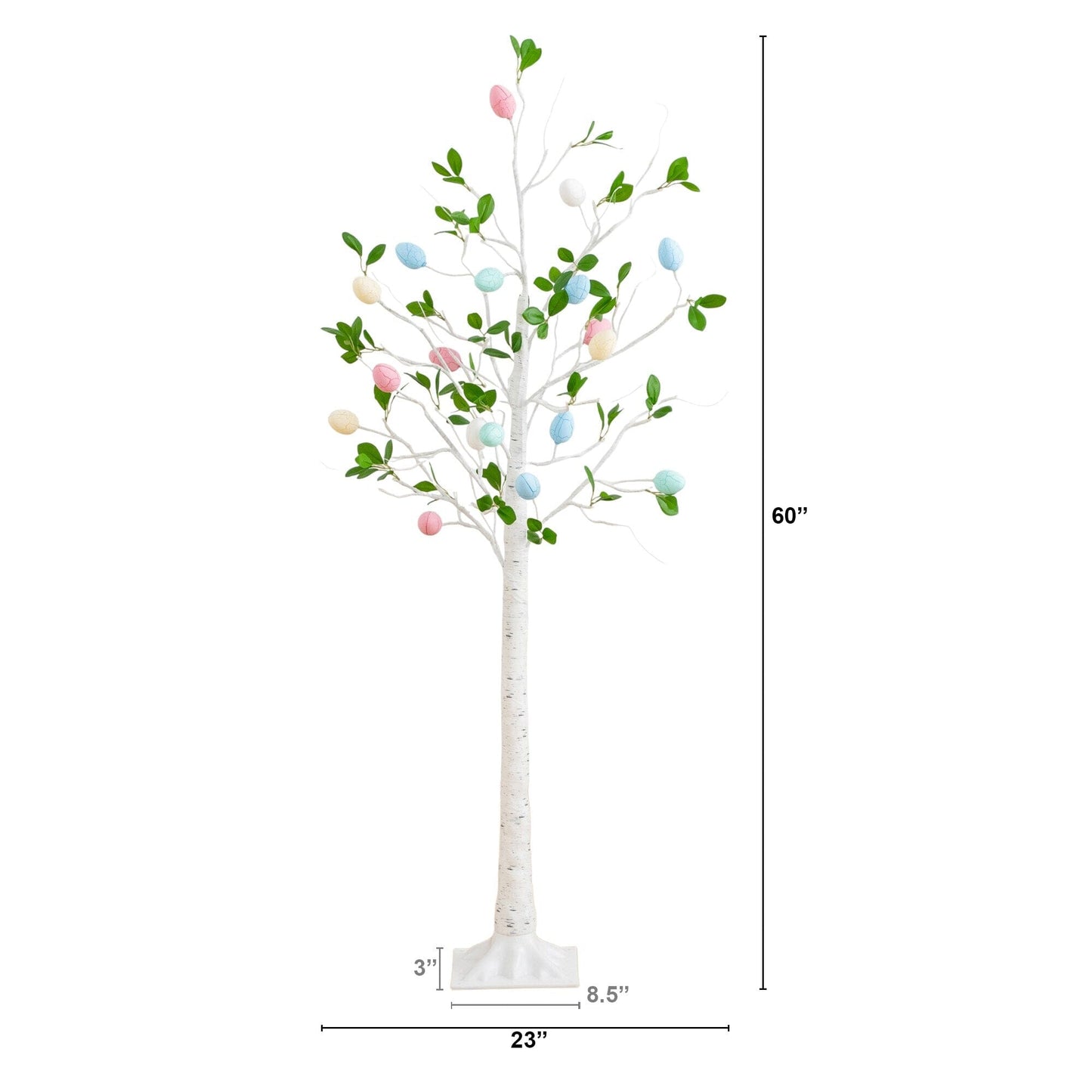 5' Pre-Lit Artificial Blooming Easter Egg Twig Tree with 18 Warm White LED Lights