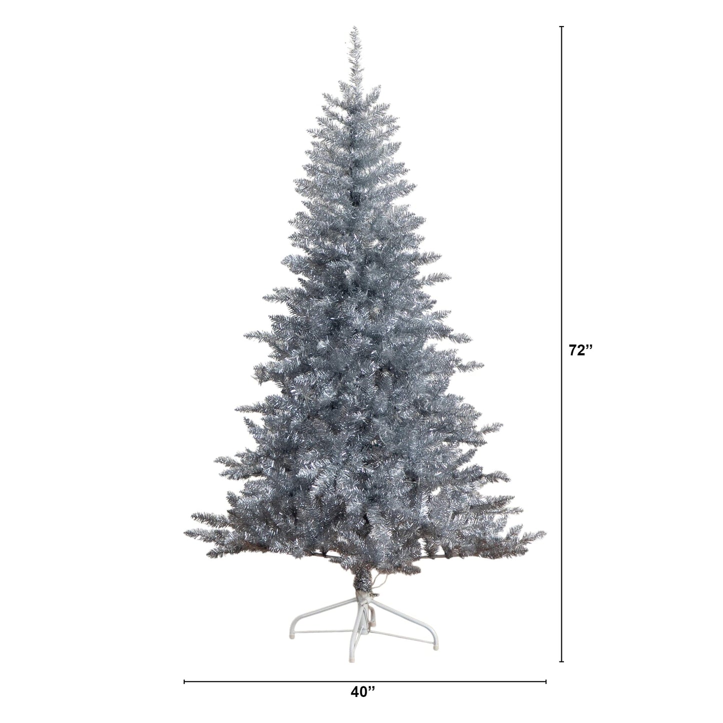 6' Artificial Silver Christmas Tree with 300 Cool White LED Lights