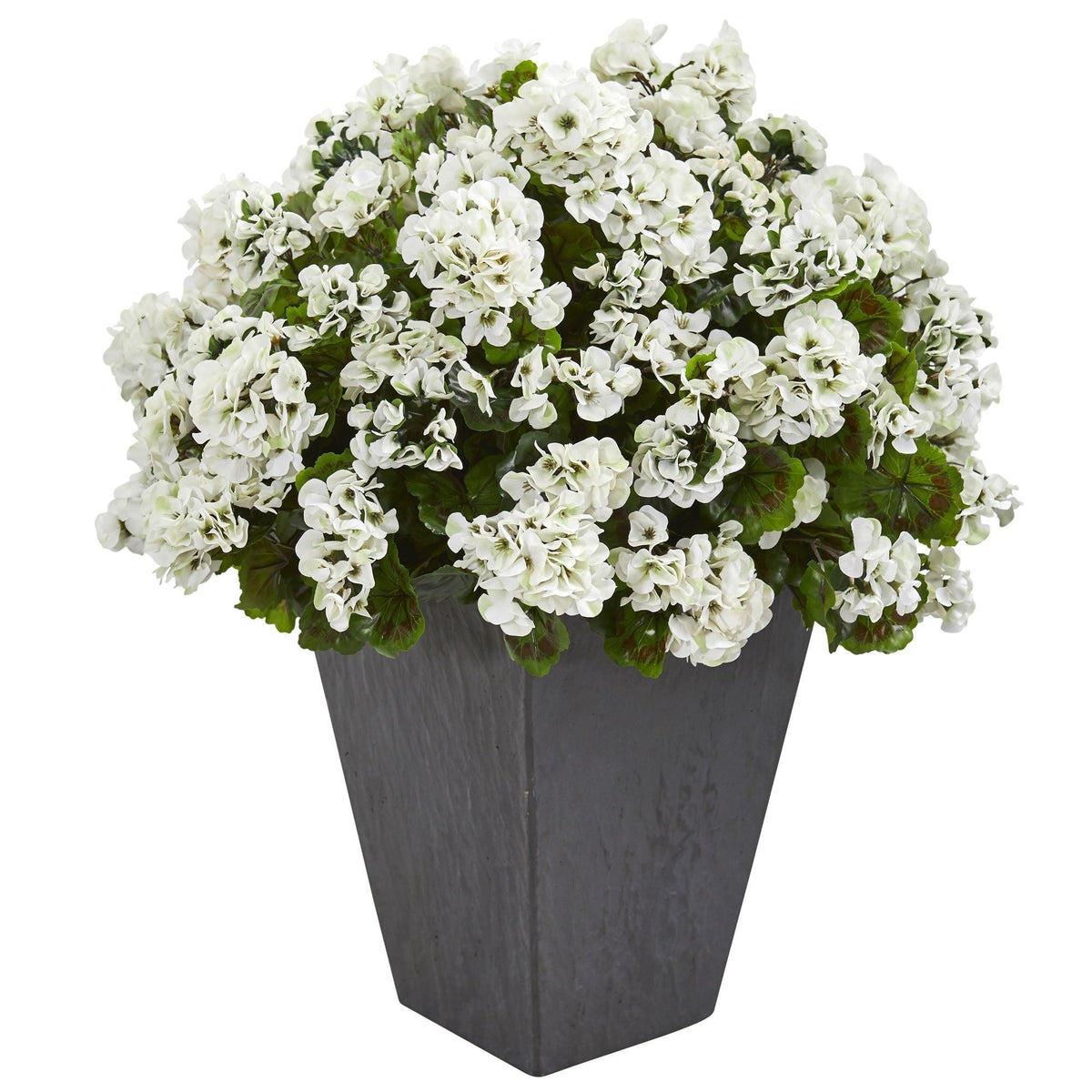 Geranium Artificial Plant in Slate Planter UV Resistant (Indoor/Outdoor)