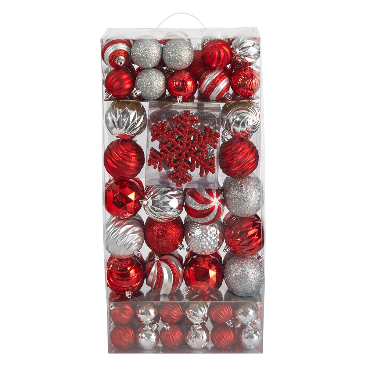 Holiday Deluxe Shatterproof, 81 Count Christmas Tree Ornament Box Set, Re-Useable Container