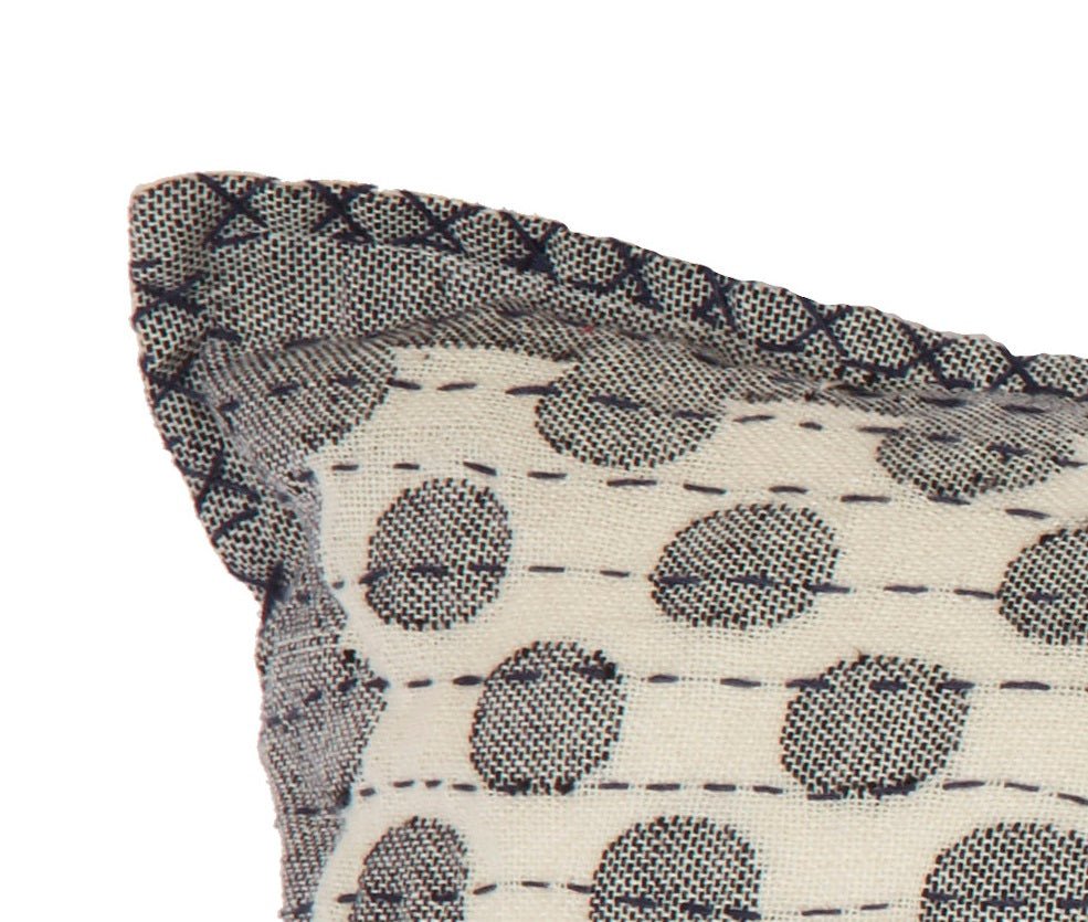 Artisan Hand Loomed Cotton Lumbar Pillow - Gray Dots - 16"x48" Arcadia Home