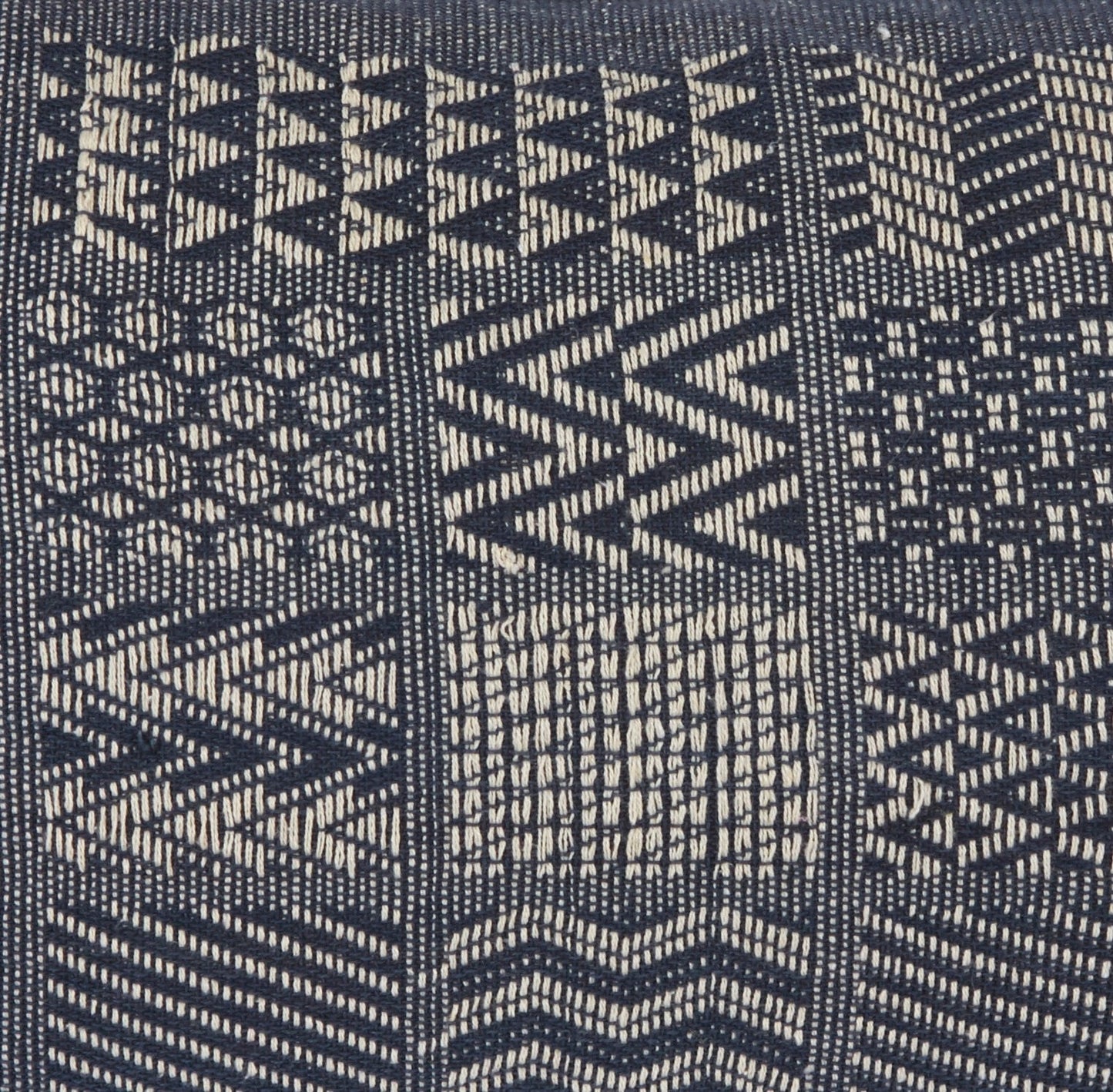 Artisan Hand Loomed Cotton Lumbar Pillow - Indigo Blocks - 16"x48" Arcadia Home