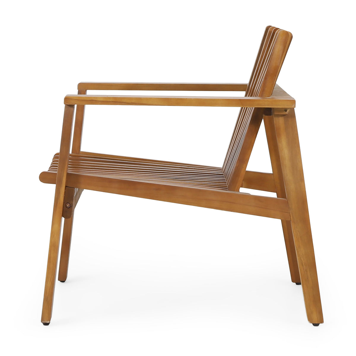 Outdoor Acacia Wood Slatted Club Chairs, Set of 2