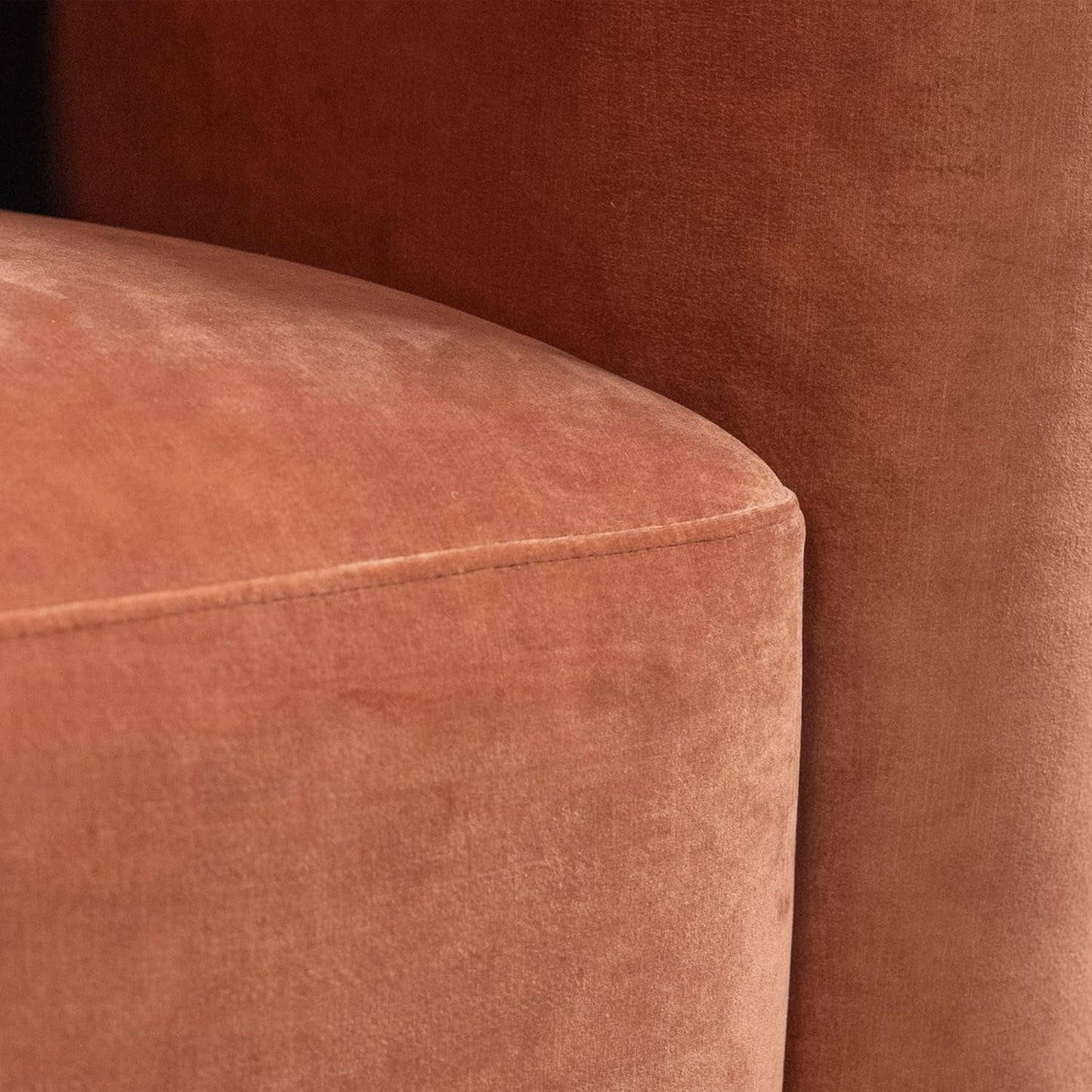 Modern Velvet 3-Seater Sofa in Tangerine with Curved Back Design