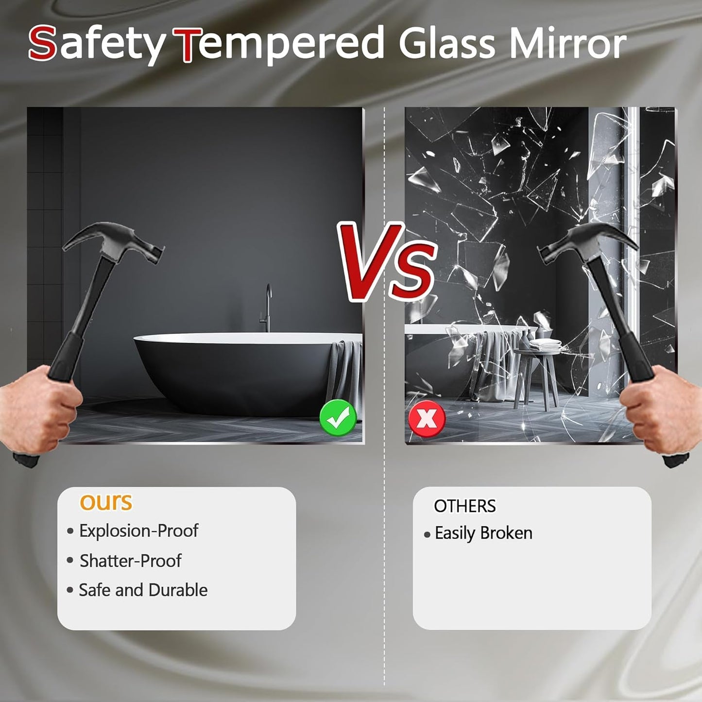 Safety Tempered Glass Mirror comparison of durable vs easily broken options