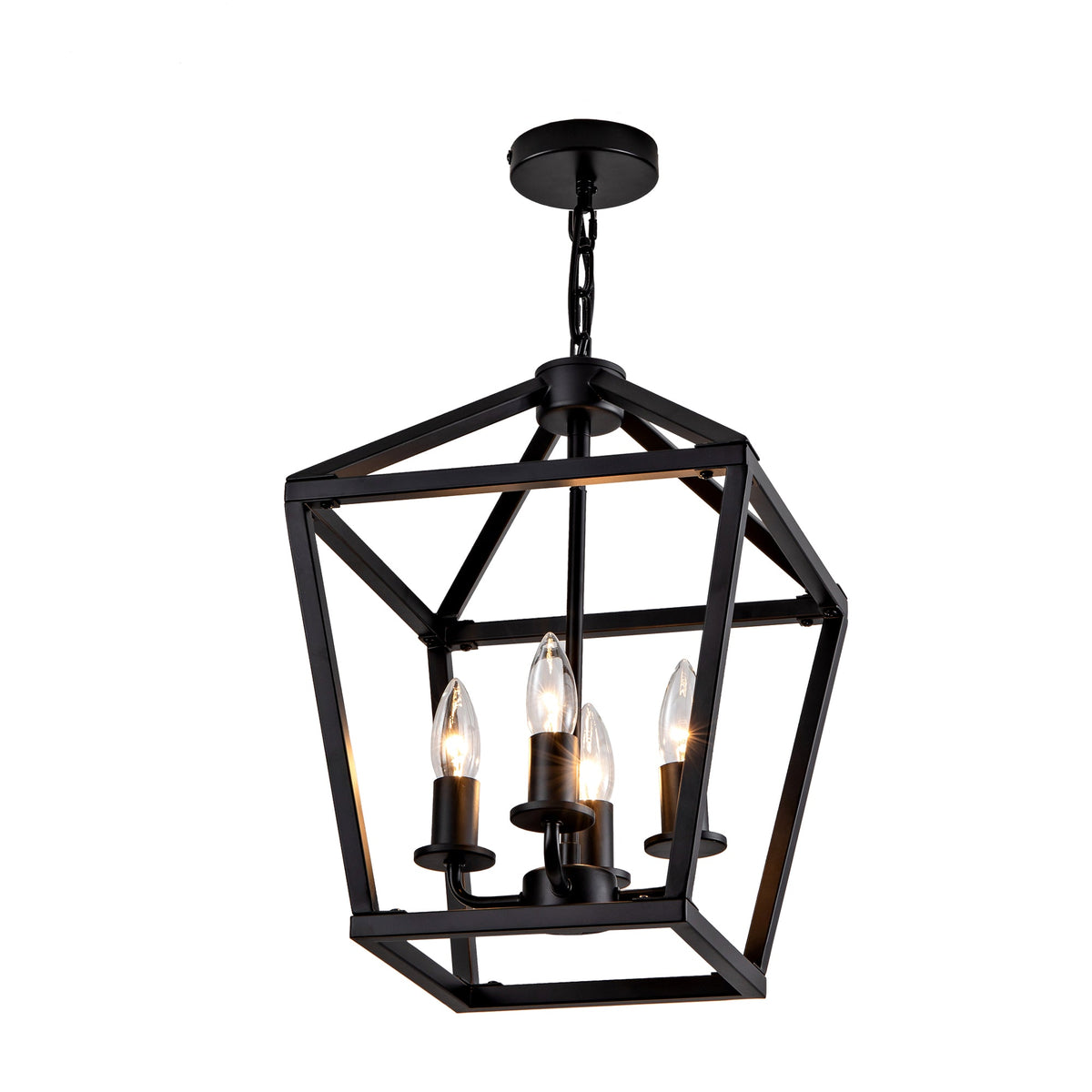 Farmhouse Lantern Chandelier 4-Light, Industrial