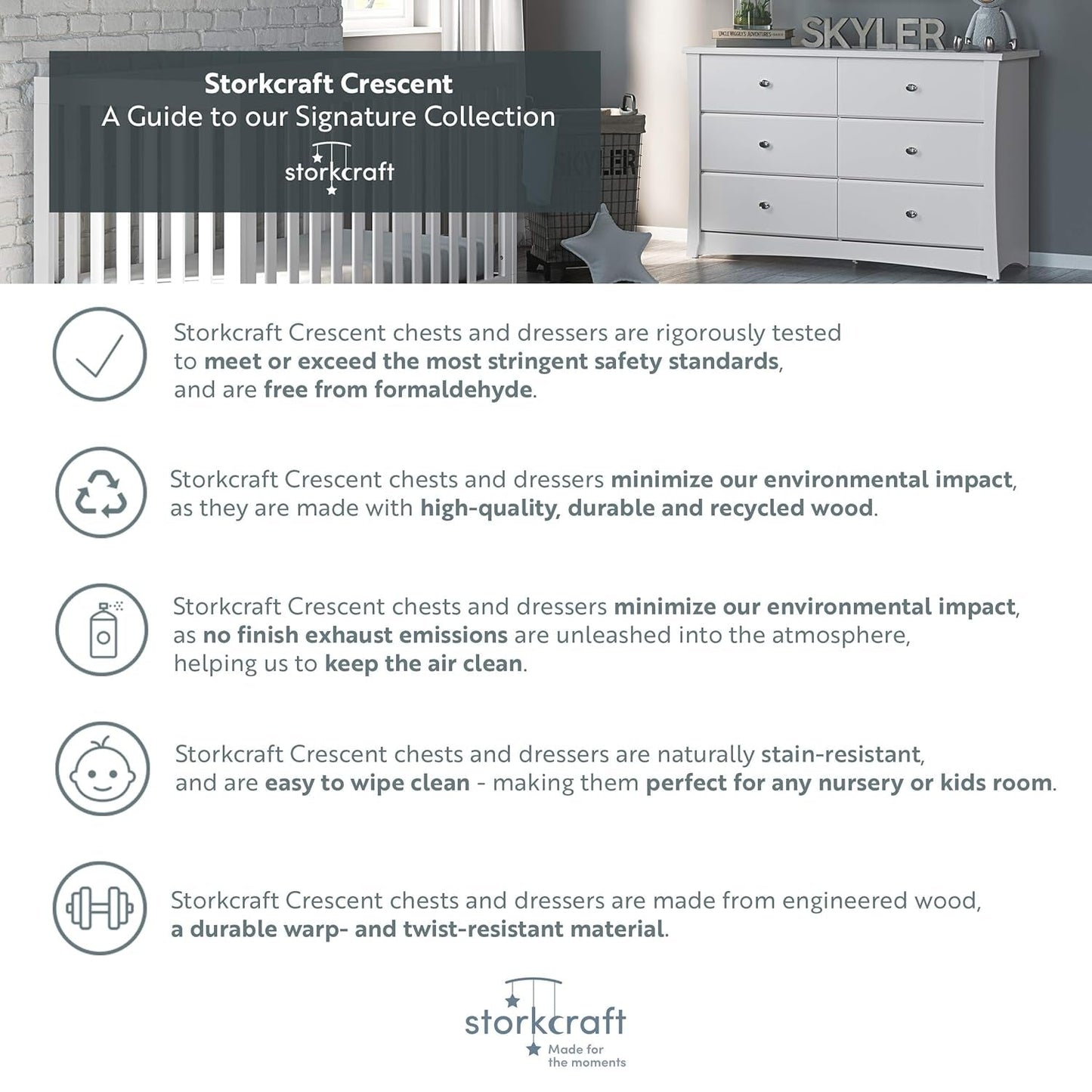 Crescent 6 Drawer Dresser Espresso GREENGUARD Gold