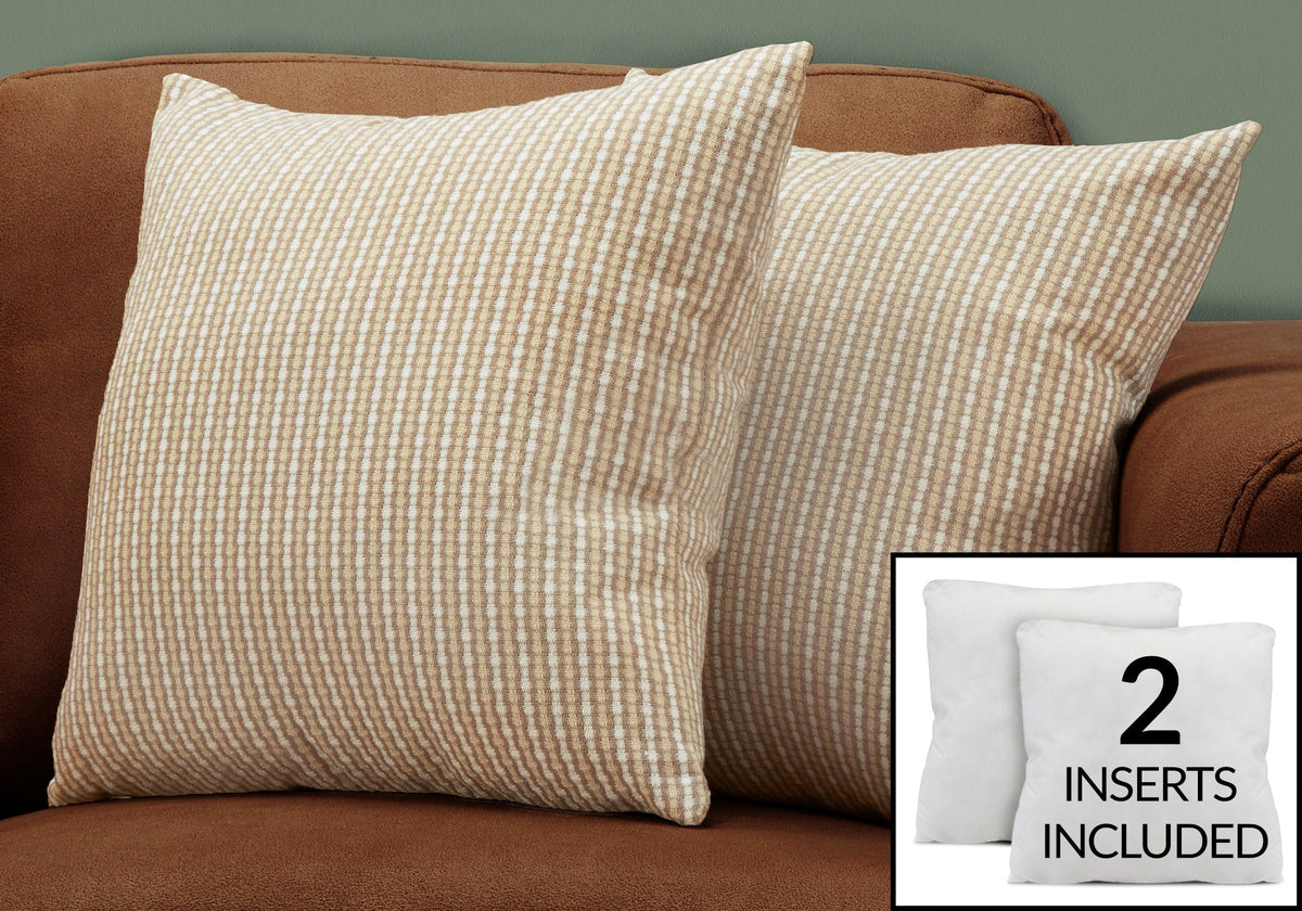 Pillows, Set Of 2, 18 X 18 Square, Insert Included, Decorative Throw