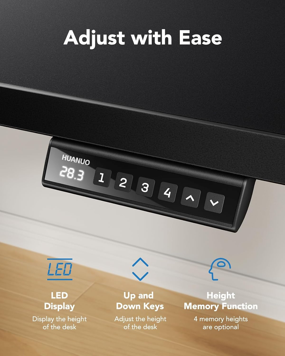 Electric Standing Desk 48x24 Inch Adjustable Height 4 Memory Settings Black