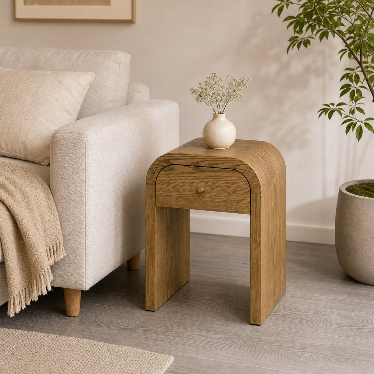 Curved Bedside Side Table