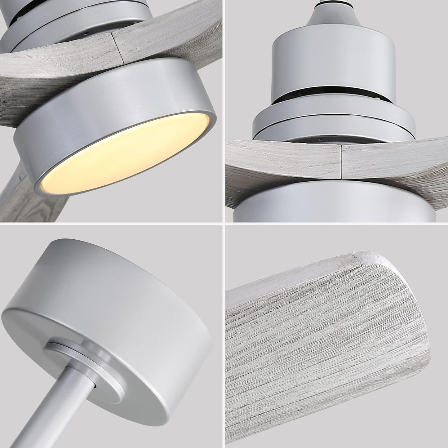 52 Inch Ceiling Fan With Lights Remote Quiet DC Motor features close-up of modern materials and lighting.