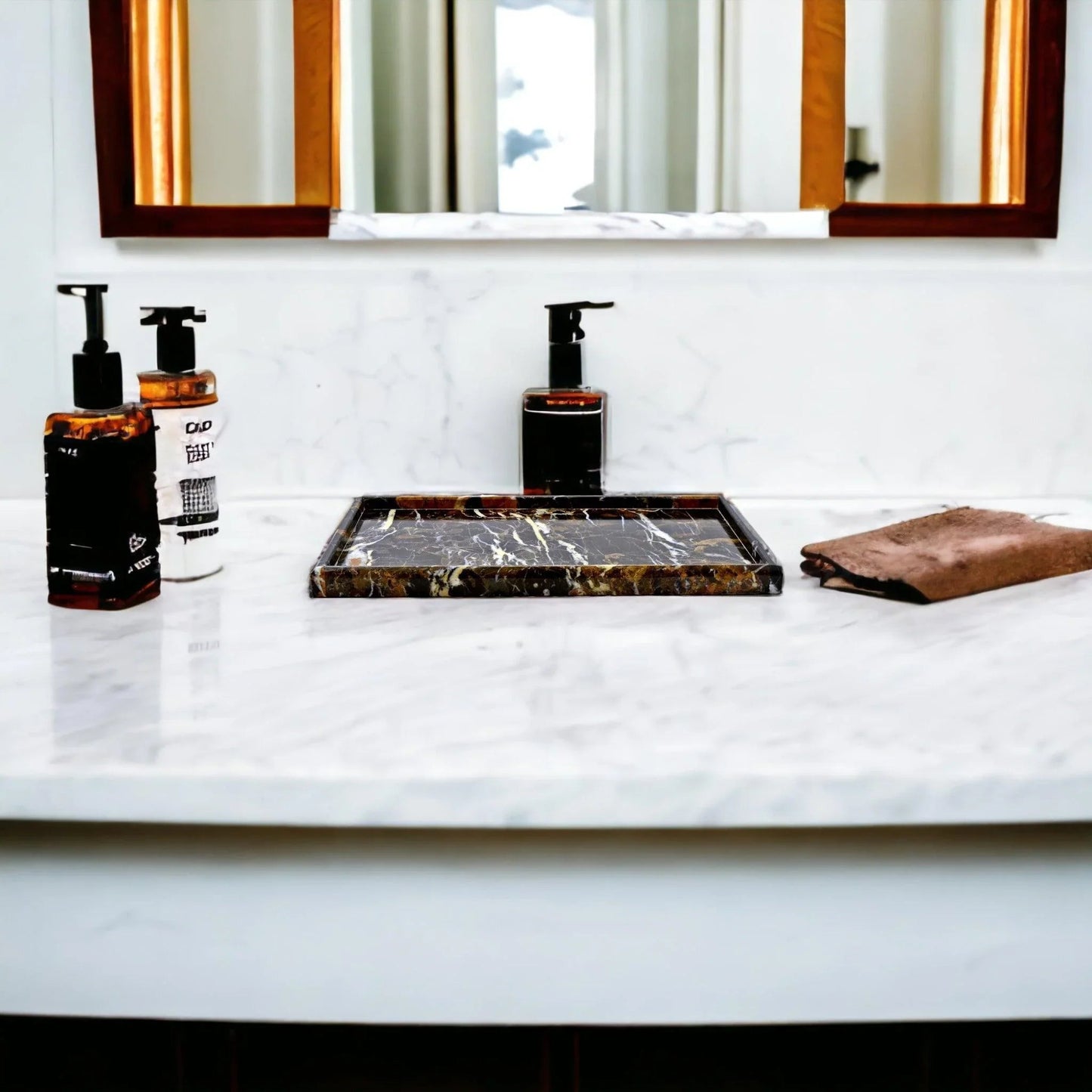 Bathroom Tray - Luxury Bathroom Vanity Tray of Michelangelo Marble